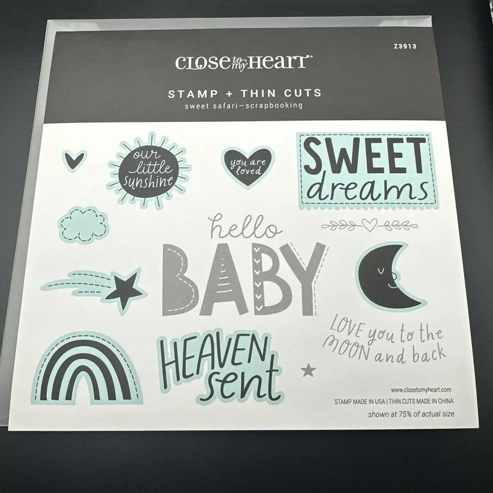CTMH Z3913 THIN CUTS & D1986 SWEET SAFARI hello BABY Close to my heart Stamps
